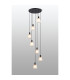 Greenport 58cm Round Pendant 16cm x 14cm Shade 7 Light E27 Sand Black/Frosted White Glass Shade-3