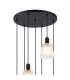 Greenport 58cm Round Pendant 16cm x 14cm Shade 7 Light E27 Sand Black/Frosted White Glass Shade-5