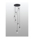 Greenport 58cm Round Pendant 16cm x 14cm Shade 7 Light E27 Sand Black/Frosted White Glass Shade-8