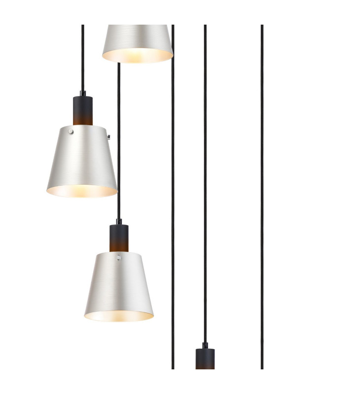 Greenport 58cm Round Pendant 16cm x 14cm Shade 7 Light E27 Sand Black/Light Grey/Silver Metal Shade-6