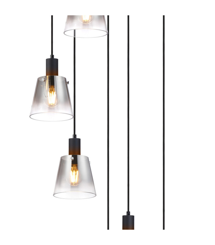 Greenport 58cm Round Pendant 16cm x 14cm Shade 7 Light E27 Sand Black/Smoke Faded Glass Shade-6