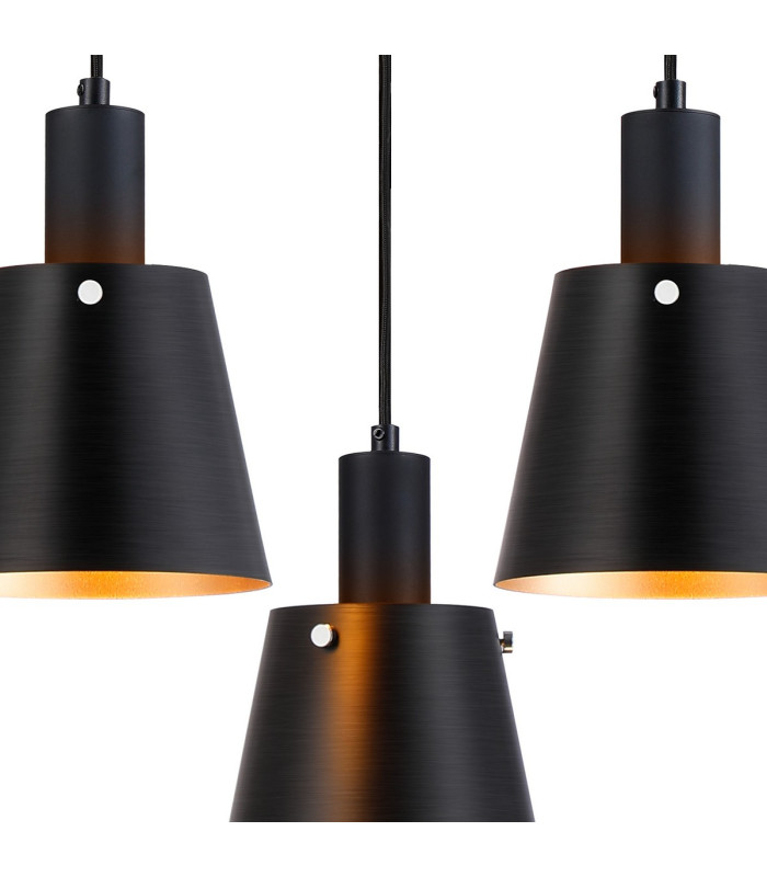 Greenport 48cm Ring Pendant 16cm x 14cm Shade 3 Light E27 Sand Black/Black/Gold Metal Shade-7