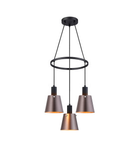 Greenport 48cm Ring Pendant 16cm x 14cm Shade 3 Light E27 Sand Black/Brown/Copper Metal Shade-1