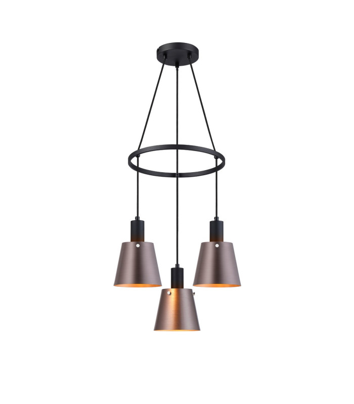 Greenport 48cm Ring Pendant 16cm x 14cm Shade 3 Light E27 Sand Black/Brown/Copper Metal Shade-1