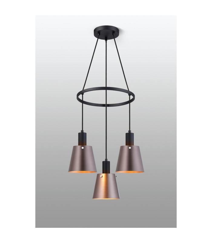 Greenport 48cm Ring Pendant 16cm x 14cm Shade 3 Light E27 Sand Black/Brown/Copper Metal Shade-3