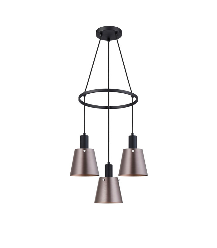 Greenport 48cm Ring Pendant 16cm x 14cm Shade 3 Light E27 Sand Black/Brown/Copper Metal Shade-4