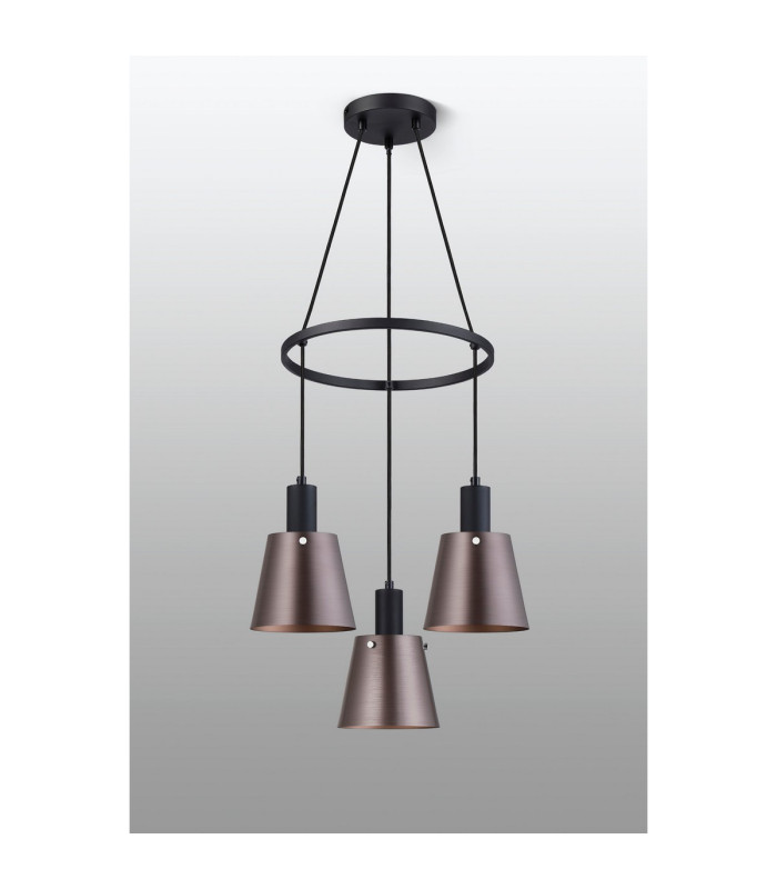 Greenport 48cm Ring Pendant 16cm x 14cm Shade 3 Light E27 Sand Black/Brown/Copper Metal Shade-8