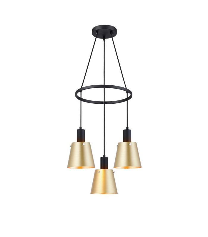 Greenport 48cm Ring Pendant 16cm x 14cm Shade 3 Light E27 Sand Black/Brass/Gold Metal Shade-1