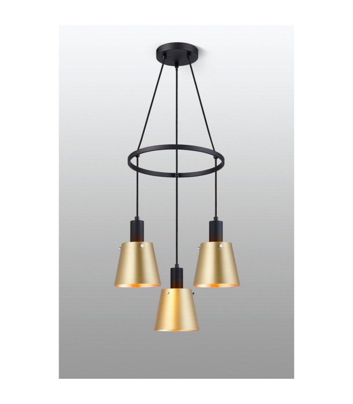 Greenport 48cm Ring Pendant 16cm x 14cm Shade 3 Light E27 Sand Black/Brass/Gold Metal Shade-3