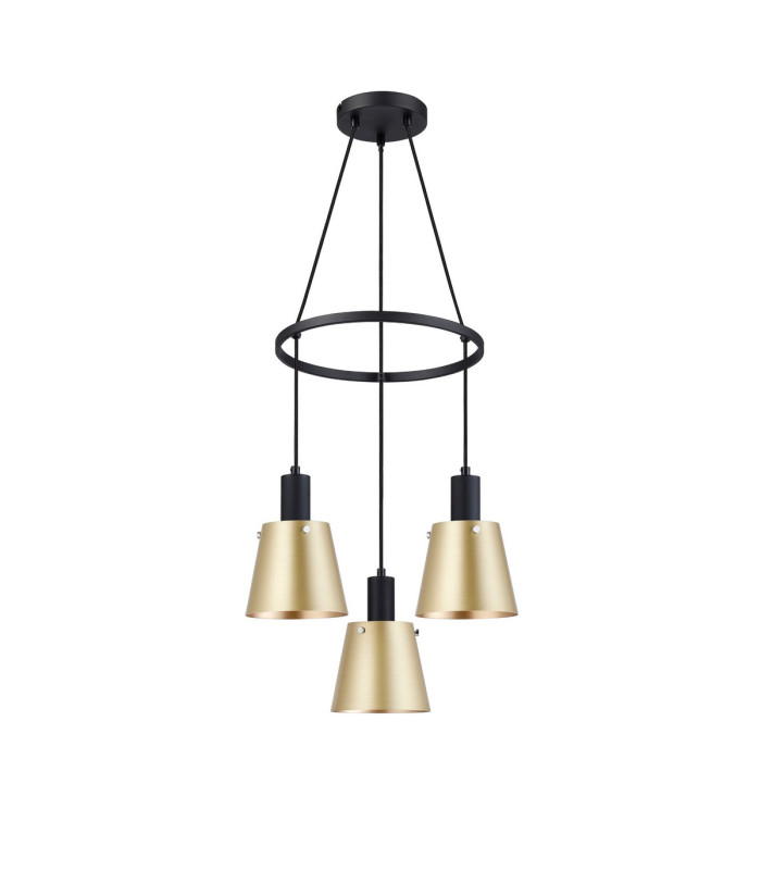 Greenport 48cm Ring Pendant 16cm x 14cm Shade 3 Light E27 Sand Black/Brass/Gold Metal Shade-4