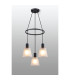 Greenport 48cm Ring Pendant 16cm x 14cm Shade 3 Light E27 Sand Black/Frosted White Glass Shade-3