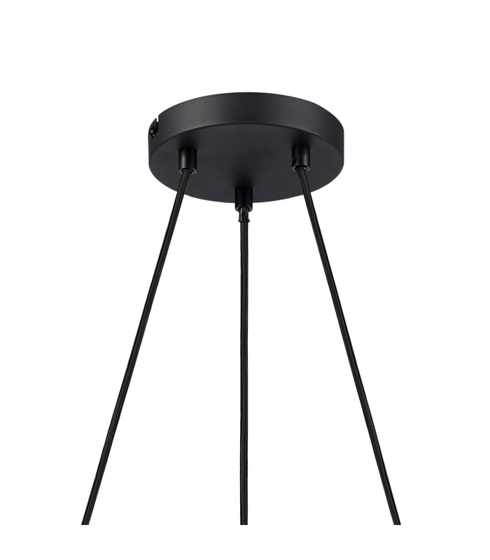 Greenport 48cm Ring Pendant 16cm x 14cm Shade 3 Light E27 Sand Black/Frosted White Glass Shade-5