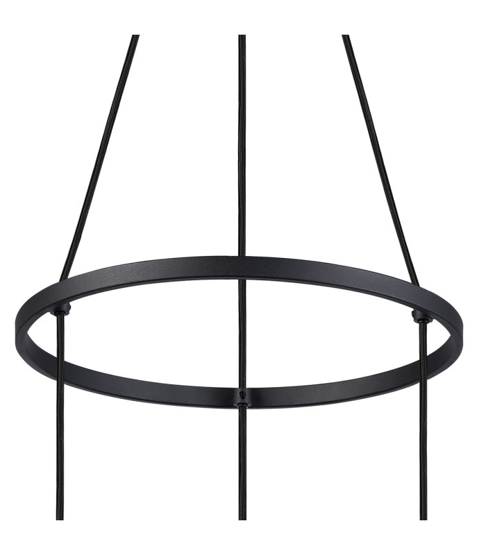 Greenport 48cm Ring Pendant 16cm x 14cm Shade 3 Light E27 Sand Black/Frosted White Glass Shade-6