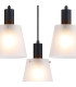 Greenport 48cm Ring Pendant 16cm x 14cm Shade 3 Light E27 Sand Black/Frosted White Glass Shade-7