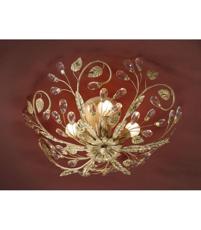4 Light Crystal Flush Ceiling Light White, gold, E14 - 1