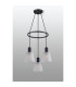 Greenport 48cm Ring Pendant 16cm x 14cm Shade 3 Light E27 Sand Black/Frosted White Glass Shade-8