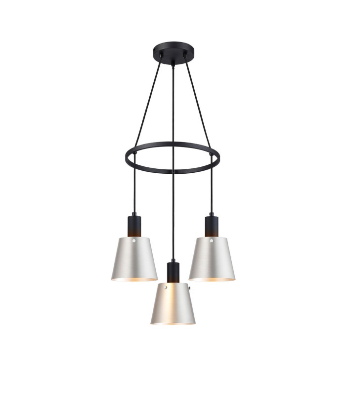 Greenport 48cm Ring Pendant 16cm x 14cm Shade 3 Light E27 Sand Black/Light Grey/Silver Metal Shade-1