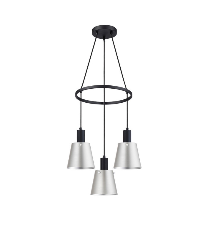 Greenport 48cm Ring Pendant 16cm x 14cm Shade 3 Light E27 Sand Black/Light Grey/Silver Metal Shade-4