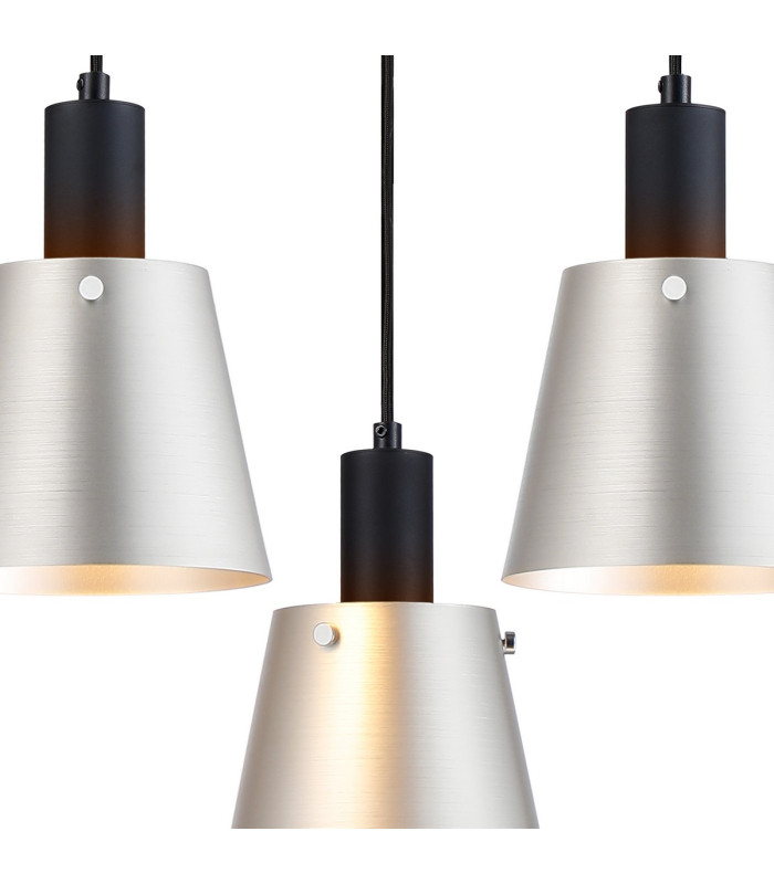 Greenport 48cm Ring Pendant 16cm x 14cm Shade 3 Light E27 Sand Black/Light Grey/Silver Metal Shade-7