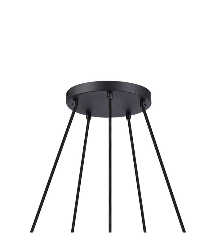 Greenport 61cm Ring Pendant 16cm x 14cm Shade 5 Light E27 Sand Black/Black/Gold Metal Shade-6