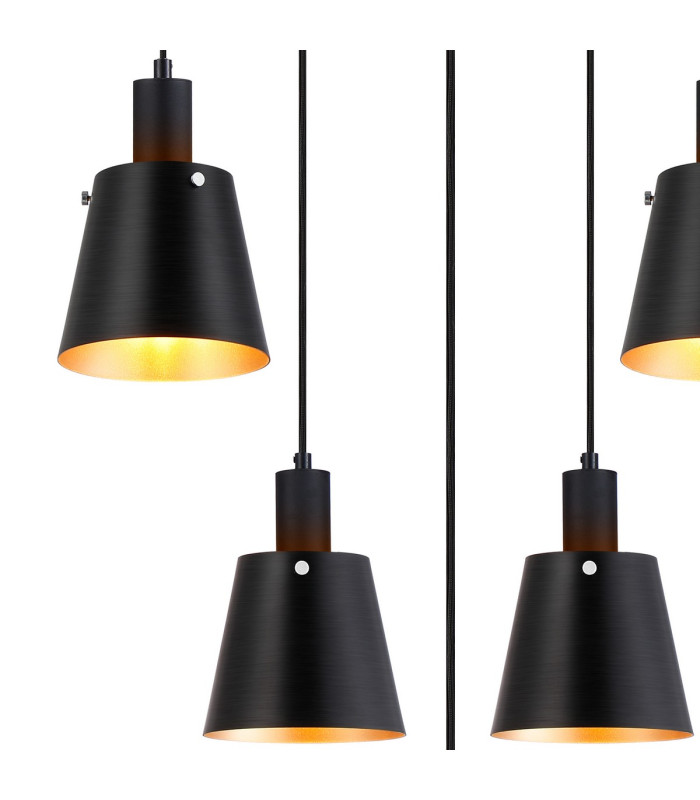 Greenport 61cm Ring Pendant 16cm x 14cm Shade 5 Light E27 Sand Black/Black/Gold Metal Shade-8