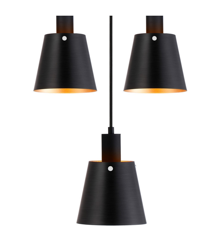 Greenport 61cm Ring Pendant 16cm x 14cm Shade 5 Light E27 Sand Black/Black/Gold Metal Shade-9