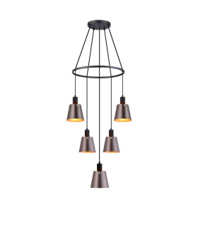 Greenport 61cm Ring Pendant 16cm x 14cm Shade 5 Light E27 Sand Black/Brown/Copper Metal Shade-1