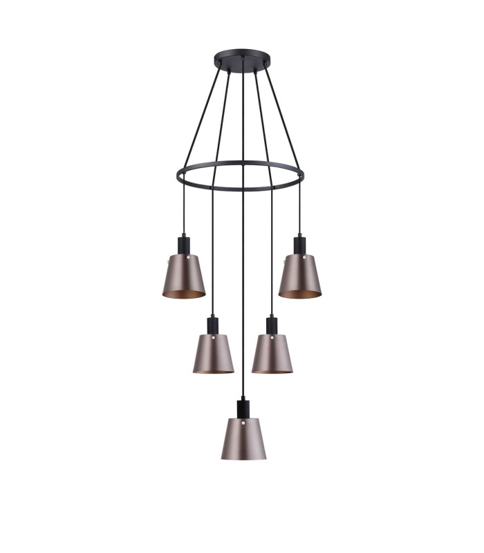 Greenport 61cm Ring Pendant 16cm x 14cm Shade 5 Light E27 Sand Black/Brown/Copper Metal Shade-4