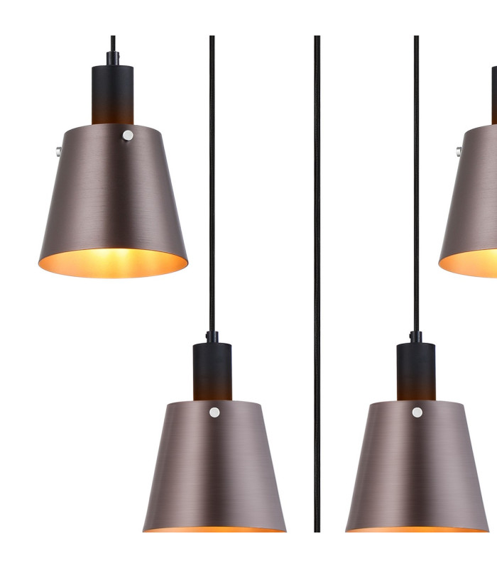 Greenport 61cm Ring Pendant 16cm x 14cm Shade 5 Light E27 Sand Black/Brown/Copper Metal Shade-7