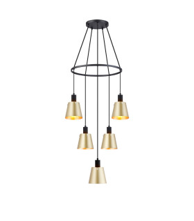 Greenport 61cm Ring Pendant 16cm x 14cm Shade 5 Light E27 Sand Black/Brass/Gold Metal Shade-1