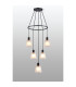 Greenport 61cm Ring Pendant 16cm x 14cm Shade 5 Light E27 Sand Black/Frosted White Glass Shade-3