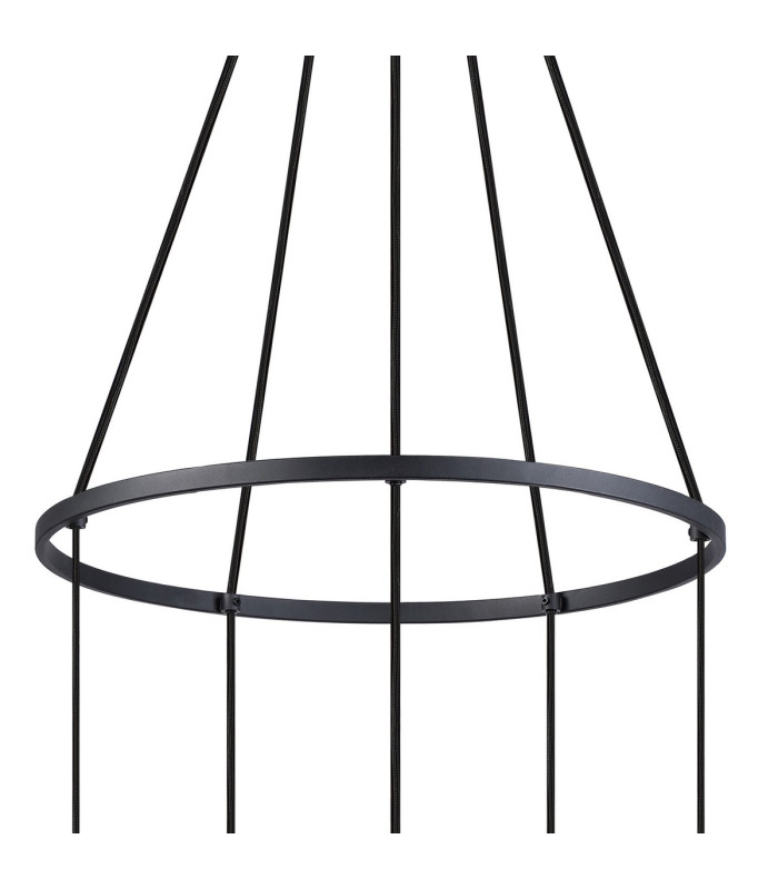 Greenport 61cm Ring Pendant 16cm x 14cm Shade 5 Light E27 Sand Black/Frosted White Glass Shade-6