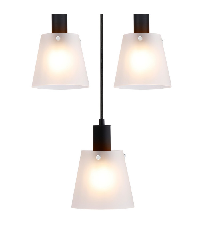 Greenport 61cm Ring Pendant 16cm x 14cm Shade 5 Light E27 Sand Black/Frosted White Glass Shade-8
