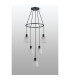 Greenport 61cm Ring Pendant 16cm x 14cm Shade 5 Light E27 Sand Black/Frosted White Glass Shade-9