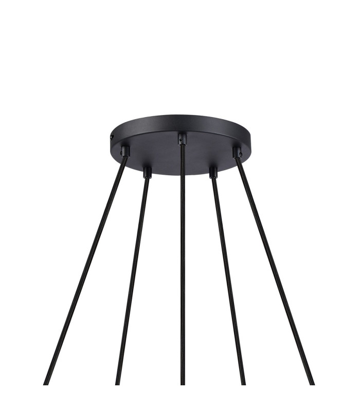 Greenport 61cm Ring Pendant 16cm x 14cm Shade 5 Light E27 Sand Black/Light Grey/Silver Metal Shade-5