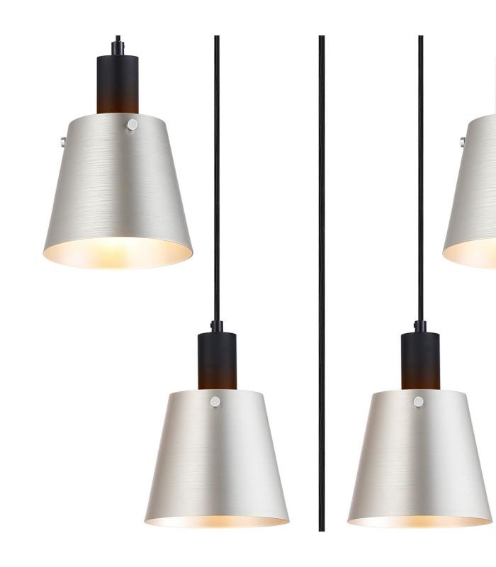 Greenport 61cm Ring Pendant 16cm x 14cm Shade 5 Light E27 Sand Black/Light Grey/Silver Metal Shade-7