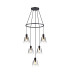 Greenport 61cm Ring Pendant 16cm x 14cm Shade 5 Light E27 Sand Black/Smoke Faded Glass Shade-1