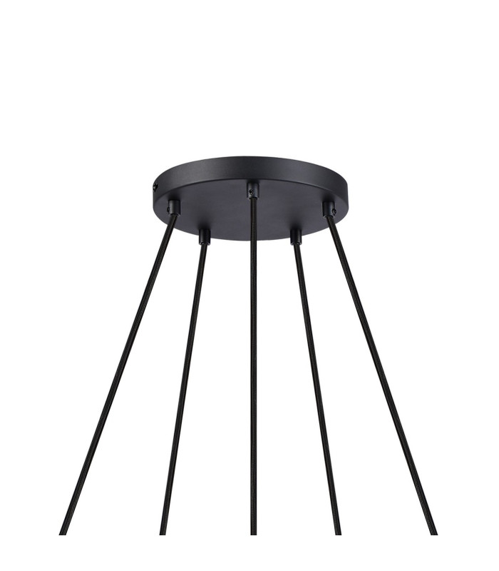 Greenport 61cm Ring Pendant 16cm x 14cm Shade 5 Light E27 Sand Black/Smoke Faded Glass Shade-5