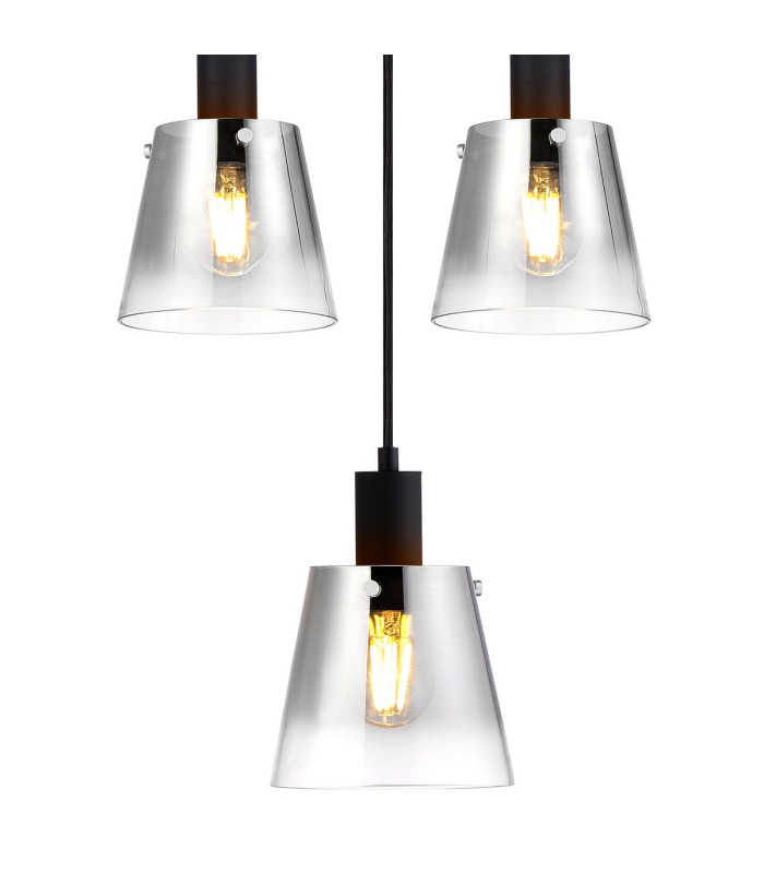 Greenport 61cm Ring Pendant 16cm x 14cm Shade 5 Light E27 Sand Black/Smoke Faded Glass Shade-8