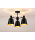 Greenport 65cm Semi Ceiling Light Adjustable Arms 16cm x 14cm Shade 3 Light E27 Sand Black/Black/Gold Metal Shade-3