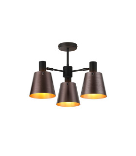 Greenport 65cm Semi Ceiling Light Adjustable Arms 16cm x 14cm Shade 3 Light E27 Sand Black/Brown/Copper Metal Shade-1