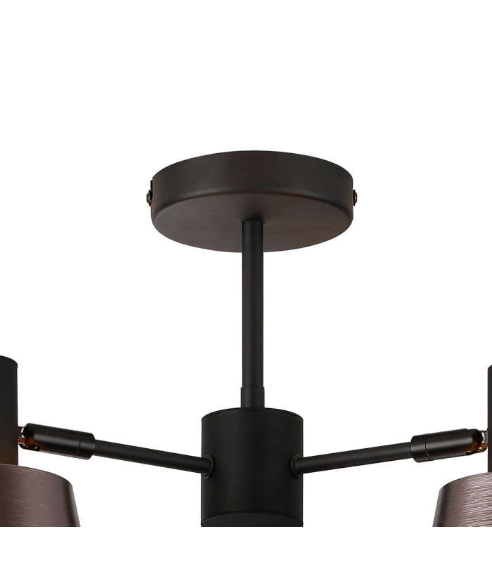 Greenport 65cm Semi Ceiling Light Adjustable Arms 16cm x 14cm Shade 3 Light E27 Sand Black/Brown/Copper Metal Shade-6
