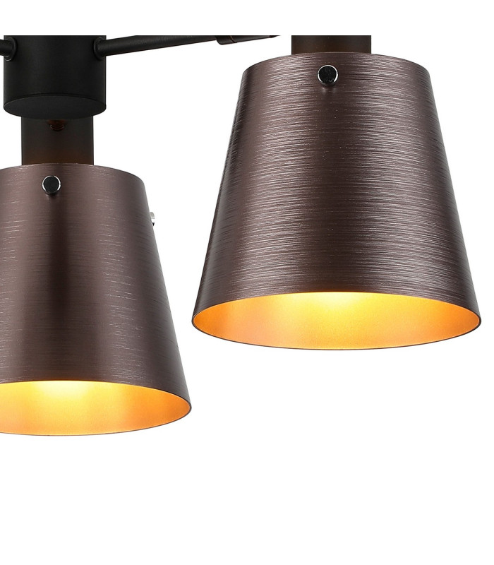Greenport 65cm Semi Ceiling Light Adjustable Arms 16cm x 14cm Shade 3 Light E27 Sand Black/Brown/Copper Metal Shade-8