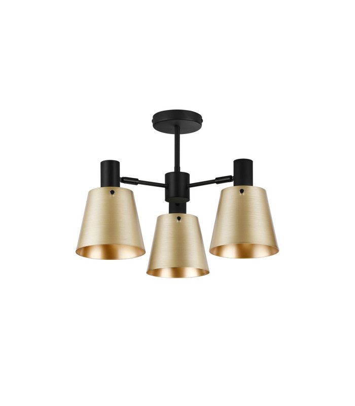 Greenport 65cm Semi Ceiling Light Adjustable Arms 16cm x 14cm Shade 3 Light E27 Sand Black/Brass/Gold Metal Shade-5