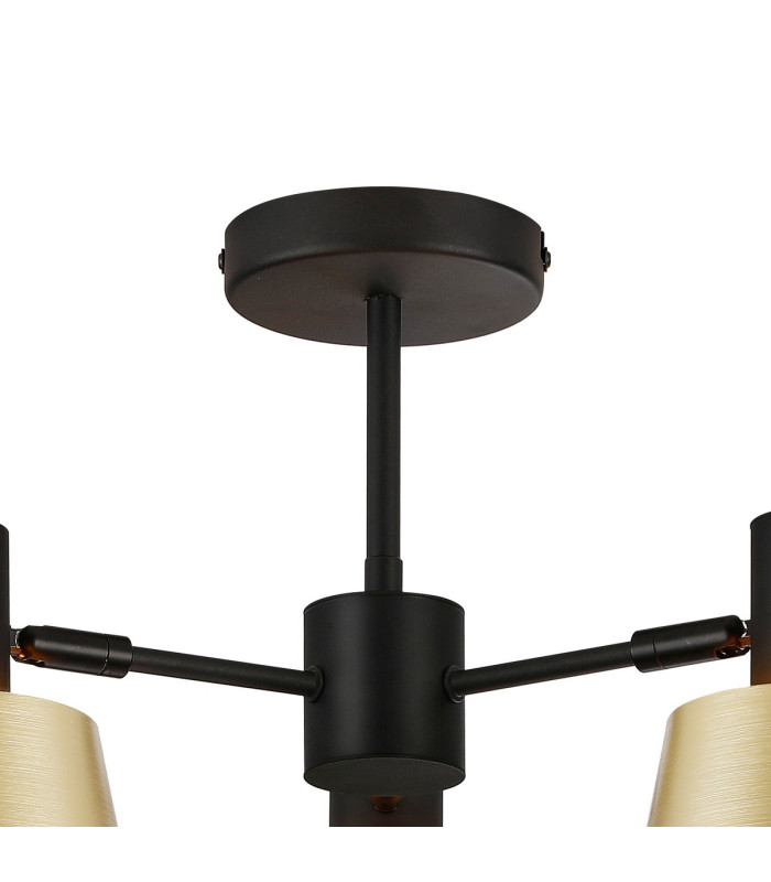Greenport 65cm Semi Ceiling Light Adjustable Arms 16cm x 14cm Shade 3 Light E27 Sand Black/Brass/Gold Metal Shade-7
