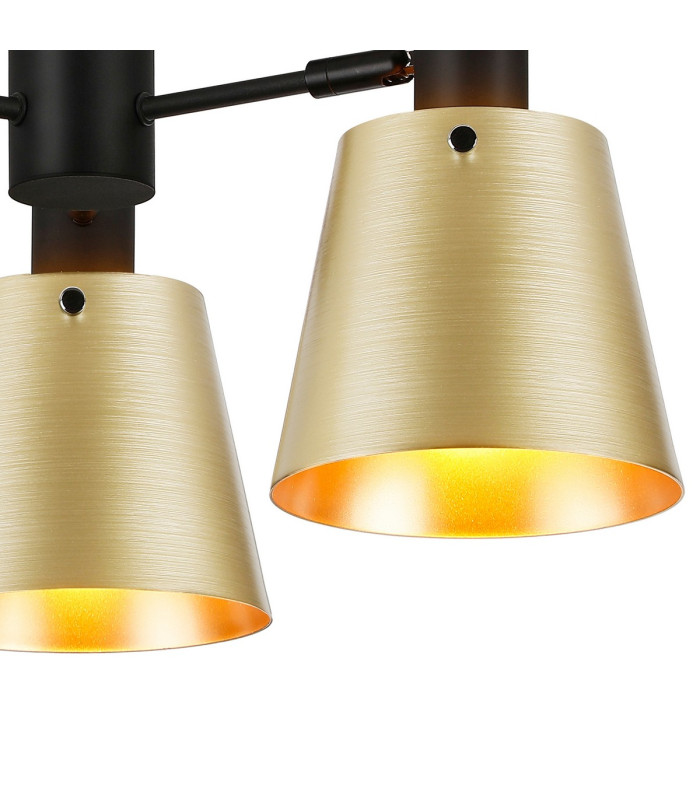 Greenport 65cm Semi Ceiling Light Adjustable Arms 16cm x 14cm Shade 3 Light E27 Sand Black/Brass/Gold Metal Shade-8