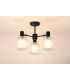 Greenport 65cm Semi Ceiling Light Adjustable Arms 16cm x 14cm Shade 3 Light E27 Sand Black/Frosted White Glass Shade-3
