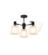 Greenport 65cm Semi Ceiling Light Adjustable Arms 16cm x 14cm Shade 3 Light E27 Sand Black/Frosted White Glass Shade-4