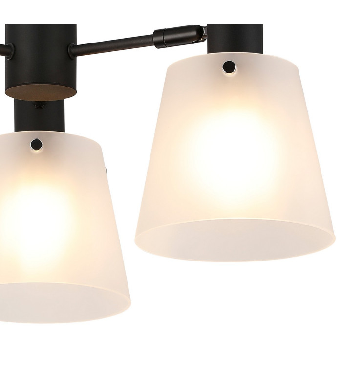 Greenport 65cm Semi Ceiling Light Adjustable Arms 16cm x 14cm Shade 3 Light E27 Sand Black/Frosted White Glass Shade-8