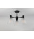 Greenport 65cm Semi Ceiling Light Adjustable Arms 16cm x 14cm Shade 3 Light E27 Sand Black/Frosted White Glass Shade-9